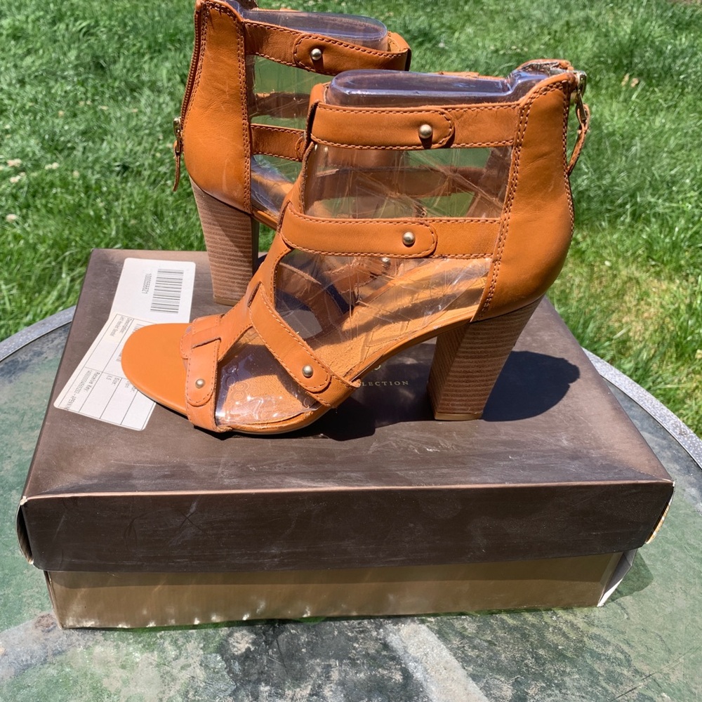 Women's Tan Strappy High Heel Sandals